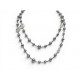 NEUF COLLIER CHANEL SAUTOIR LOGO CC PERLES GRISES 104 CM ARGENTE NECKLACE 1750€