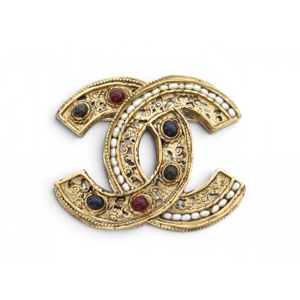 NEUF BROCHE CHANEL BYZANCE METIERS D'ART 2011 PERLE PATE DE VERRE GRIPOIX BROOCH