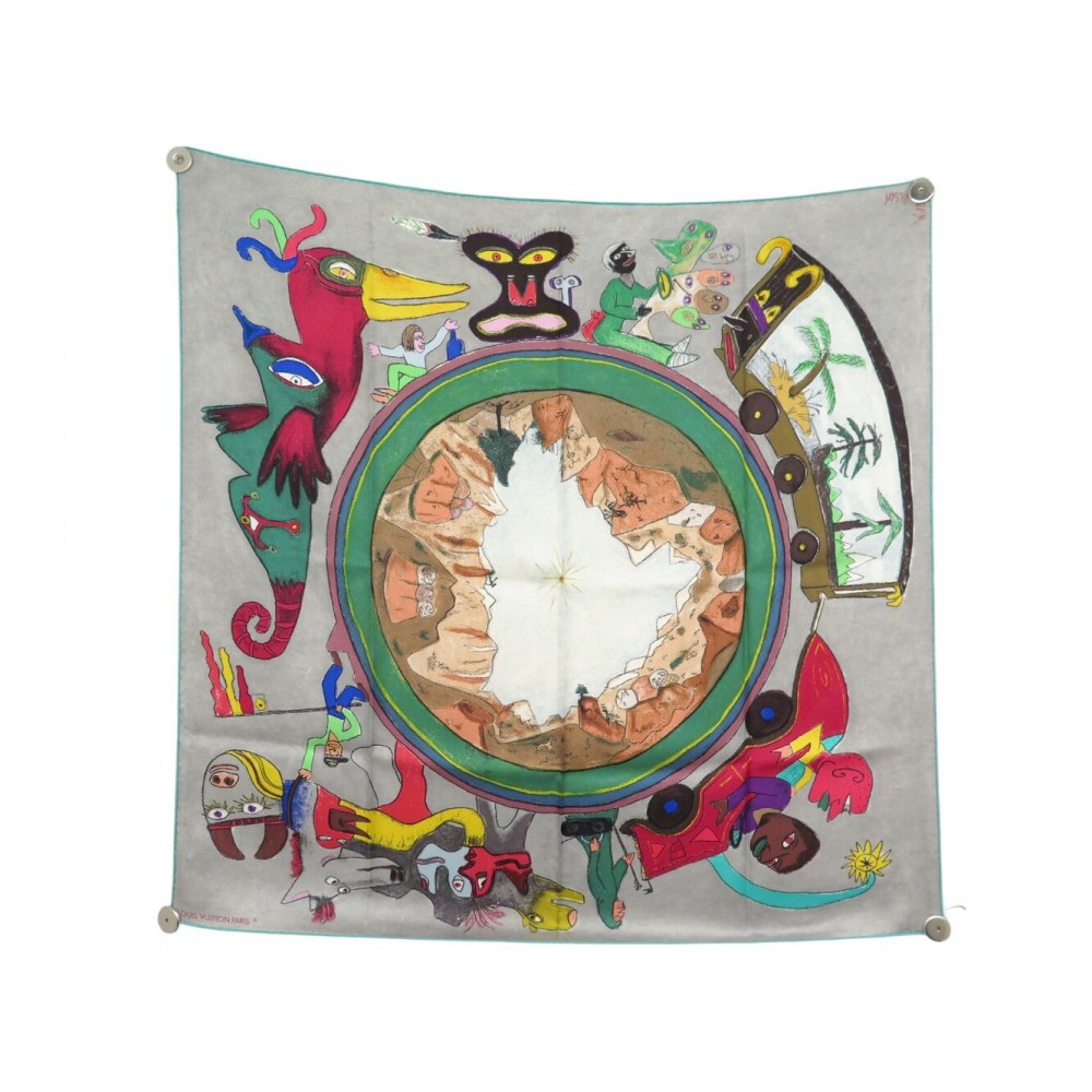 NEUF FOULARD LOUIS VUITTON LE VOYAGE ARIZONA WILLIAM WILSON CARRE 90 SOIE 385€
