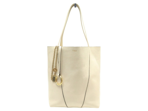 sac a main chloe cabas spin medium en cuir graine