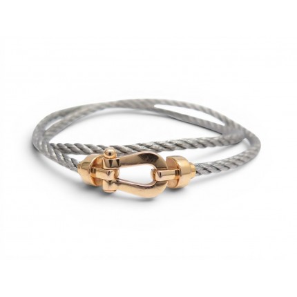 BRACELET FRED FORCE 10 PM MANILLE EN OR JAUNE 18K CABLE DOUBLE TOUR EN ACIER T15€