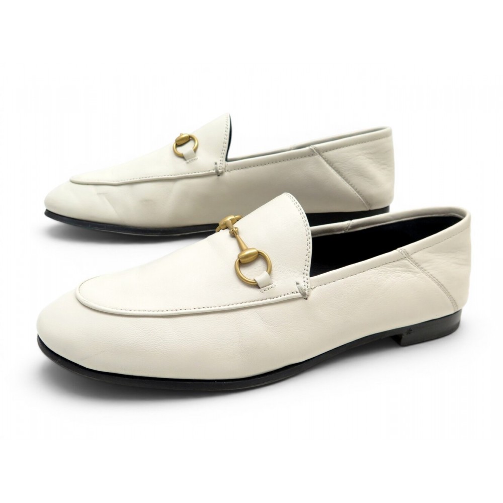 CHAUSSURES GUCCI MOCASSINS A MORS 414998 CUIR CREME 39.5 IT 40 FR LOAFERS 890€