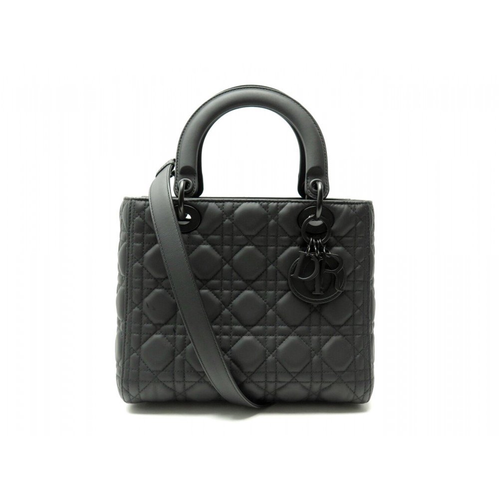 SAC A MAIN CHRISTIAN DIOR LADY MEDIUM CUIR NOIR SO BLACK M0565SLOI BAG 5900€