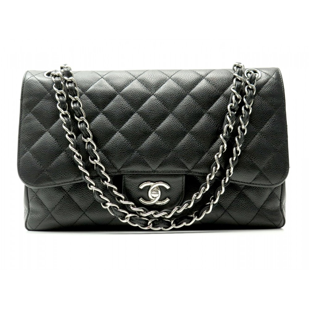 SAC A MAIN CHANEL CLASSIQUE TIMELESS JUMBO EN CUIR CAVIAR MATELASSE NOIR 11100€