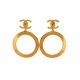 VINTAGE BOUCLES D'OREILLES CHANEL CREOLES ANNEAU XXL LOGO CC 1980 LOOP EARRINGS