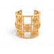 VINTAGE BRACELET CHANEL MANCHETTE CAGE CAMELIAS EN METAL DORE GOLD BANGLE CUFF