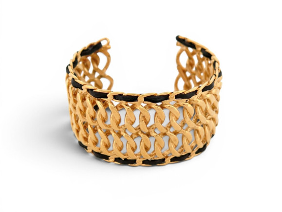  bracelet chanel manchette chaine cuir