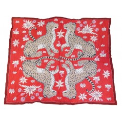 NEUF PAREO HERMES PAGNE LES LEOPARDS FOULARD CHALE DE PLAGE PANTHERS SCARF 620€