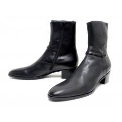 NEUF CHAUSSURES SAINT LAURENT BOTTINES VLAD 802358 45 EN CUIR NOIR BOOTS 1300€