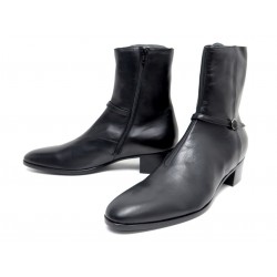 NEUF CHAUSSURES SAINT LAURENT BOTTINES VLAD 802358 44.5 EN CUIR NOIR BOOTS 1300€