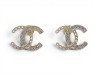 boucles d'oreilles chanel logo cc dore strass