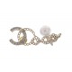 NEUF MONO BOUCLE D'OREILLE DROITE CHANEL COCO LOGO CC STRASS CHAINE EARRING 580€