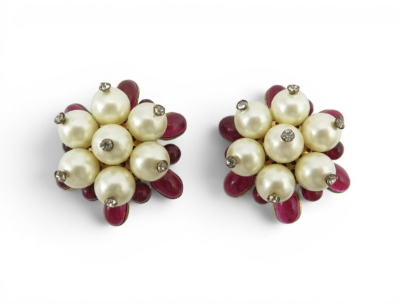 boucles d'oreilles chanel gripoix 1994 fleur perles