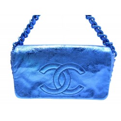 NEUF SAC A MAIN CHANEL CHAINE LOGO CC EN CUIR BLEU ELECTRIQUE IRISE PURSE 3500€