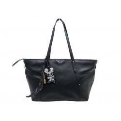 NEUF SAC A MAIN ZADIG & VOLTAIRE Z SHOPPER CABAS EN CUIR NOIR 2 CHARMS BAG 645€