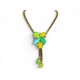 COLLIER PHILIPPE FERRANDIS CRAVATE PIERRES COLOREES & STRASS METAL DORE NECKLACE