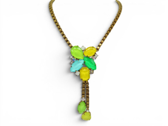 collier philippe ferrandis cravate pierres colorees