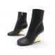 NEUF BOTTINES FENDI FORCE 8T8230 EN CUIR NOIR TALONS F DORES + BOITE BOOTS 1650€