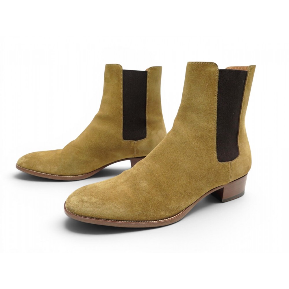 CHAUSSURES BOTTINES SAINT LAURENT 592017 CHELSEA TAN SUEDE 42 DAIM BOOTS 1100€