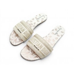 CHAUSSURES CHRISTIAN DIOR MULES DWAY PAPILLONS CUIR BLANC & DORE 42 SHOES 690€