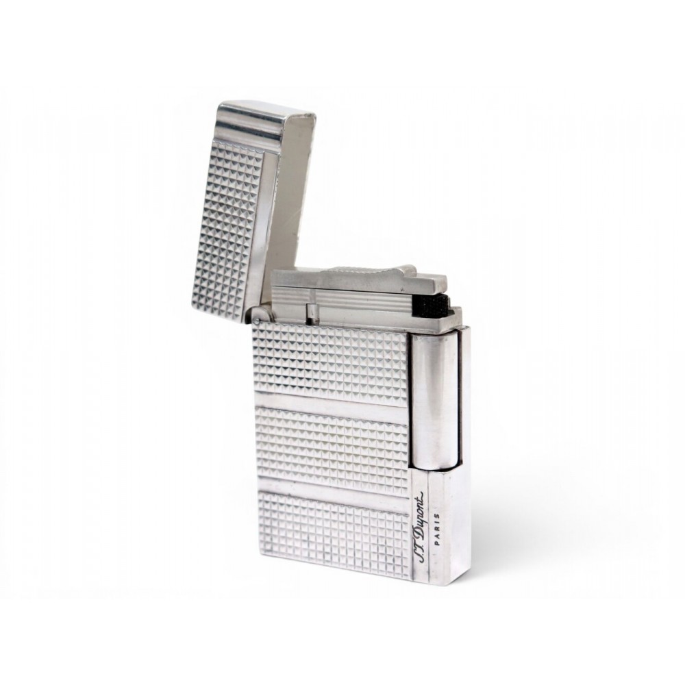 BRIQUET ST DUPONT GATSBY POINTE DE DIAMANTS ARGENT REVISE GARANTIE LIGHTER 1150€