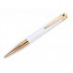 NEUF STYLO BILLE ST DUPONT D INITIAL LAQUE BLANCHE NACRE DORE BALLPOINT PEN 220€