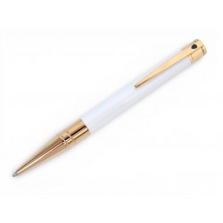 NEUF STYLO BILLE ST DUPONT D INITIAL LAQUE BLANCHE NACRE DORE BALLPOINT PEN 220€