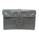 VINTAGE SAC A MAIN HERMES POCHETTE JIGE 29 CM CUIR BOX GRIS GREY POUCH BAG 3815€