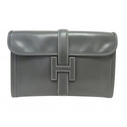 VINTAGE SAC A MAIN HERMES POCHETTE JIGE 29 CM CUIR BOX GRIS GREY POUCH BAG 3815€