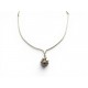 COLLIER PENDENTIF MOTIF CORAIL PERLE GRISE OR JAUNE 18K 8GR GOLD PEARL NECKLACE
