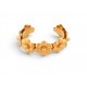 RARE VINTAGE BRACELET CHANEL MANCHETTE FLEURS METAL DORE 16 GOLD BANGLE 1970's