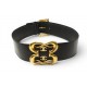 VINTAGE CEINTURE CHANEL DOUBLE LOGO CC 1988 T80 EN CUIR NOIR & BOUCLE DOREE BELT