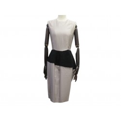 ROBE YVES SAINT LAURENT 209522 DRAPEE 2008 EN SOIE GRISE & NOIR 36 S SILK DRESS