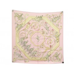 NEUF FOULARD HERMES ECOLE PORTUGAISE D'ART EQUESTRE 2004 DUMAS EN SOIE ROSE 580€