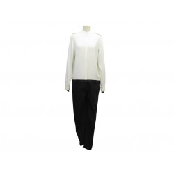 NEUF COMBINAISON PANTALON CELINE CHEMISE 40 M NOIRE BLANCHE LAINE JUMPSUIT 4500€