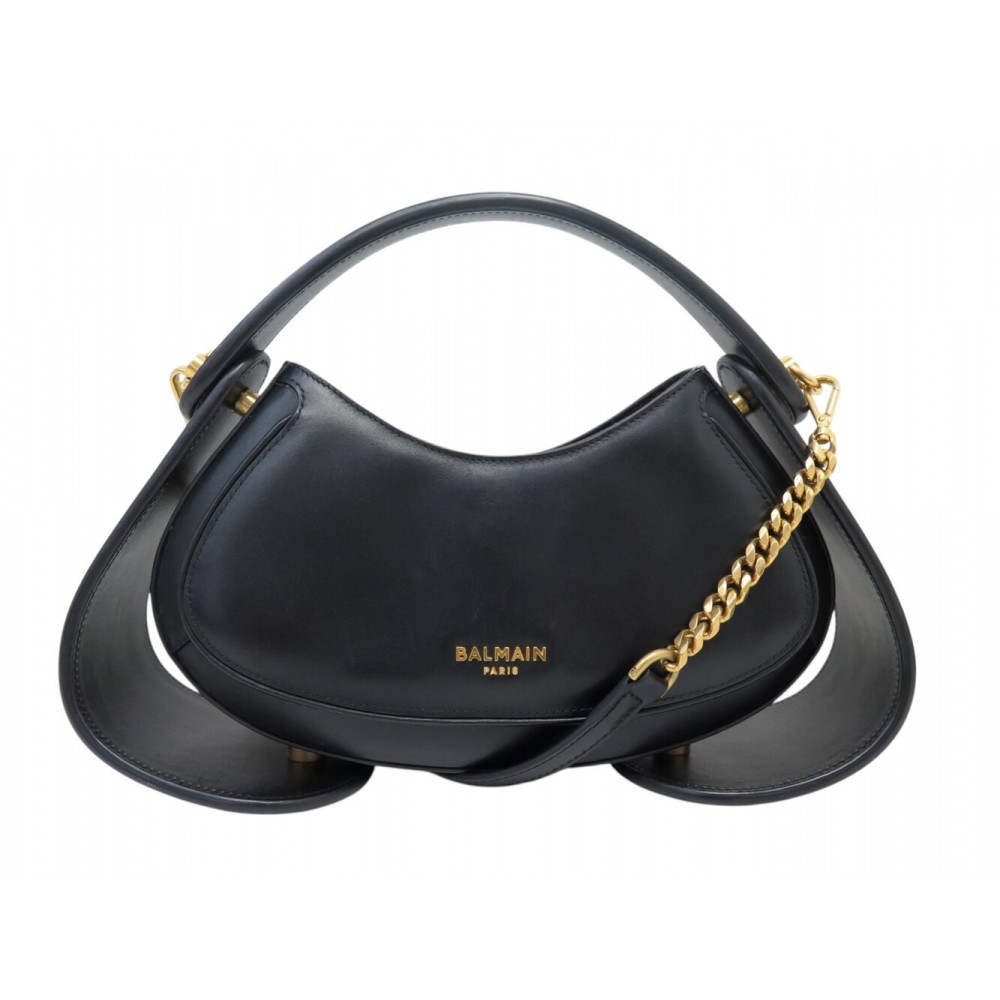 SAC A MAIN BALMAIN JOLIE MADAME MEDIUM NOIR CUIR NOIR BANDOULIERE HAND BAG 990€