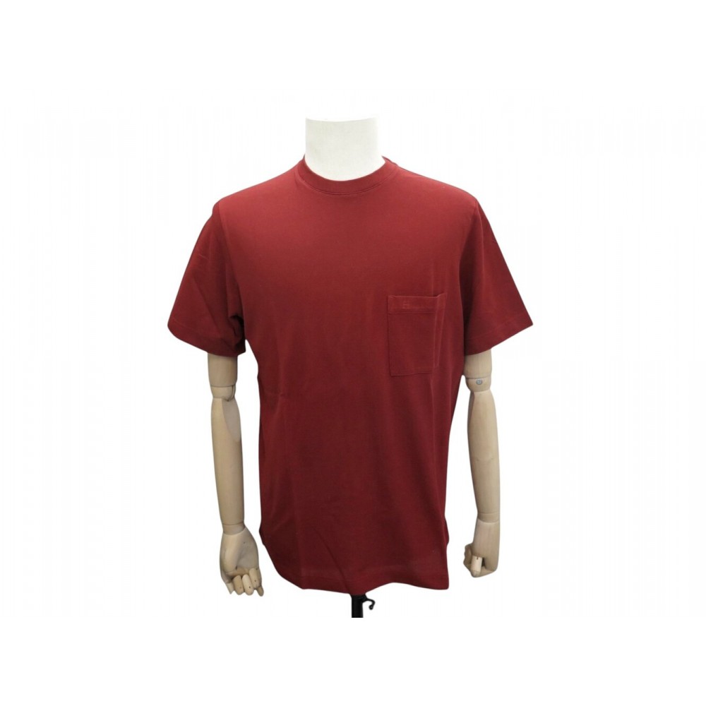 NEUF TSHIRT HERMES BRODERIE H H072025HA M 48 COTON ROUGE HAUT RED MEN TOP 350€
