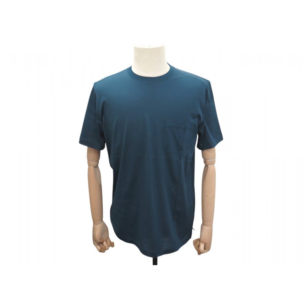 NEUF TSHIRT HERMES HOMME TAILLE L M 48 COTON BLEU HAUT MEN BLUE COTTON TOP 350€