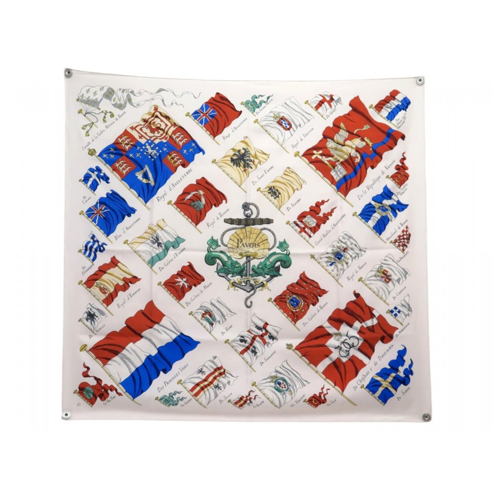 VINTAGE FOULARD HERMES PAVOIS 1ERE EDITION 1964 LEDOUX CARRE 90 SOIE SCARF 580€