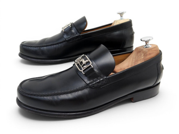 chaussures hermes mocassins tenor h202923 43 cuir noir