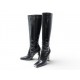 CHAUSSURES BOTTES LOUIS VUITTON SILHOUETTE 38 A BOUT CARRE CUIR NOIR BOOTS 1800€