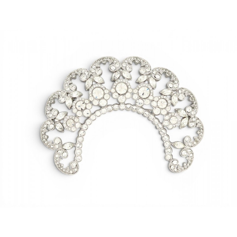 RARE NEUF VINTAGE BROCHE DIOR DIADEME STRASS EN METAL ARGENTE SILVER BROOCH 550€