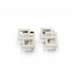 VINTAGE BOUTONS DE MANCHETTE CHRISTIAN DIOR LOGO CD ARGENT 925 SILVER CUFFLINKS