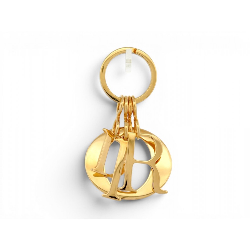 PORTE-CLES CHRISTIAN DIOR SAC LADY BRELOQUE BIJOU EN METAL DORE CHARM KEY HOLDER