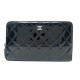 PORTEFEUILLE CHANEL LONG ZIPPE LOGO CC CUIR VERNIS MATELASSE BLEU WALLET 1320E