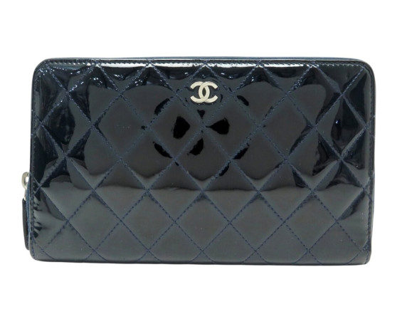 portefeuille chanel long zippe logo cc cuir vernis