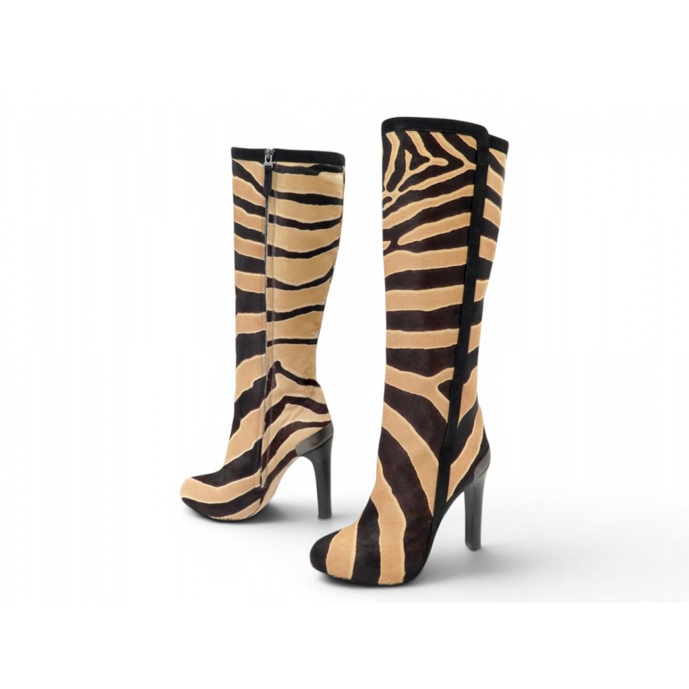 CHAUSSURES FENDI BOTTES IMPRIME ZEBRE EN CUIR DE POULAIN 38 PONYHAIR BOOTS 2000€