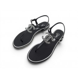 NEUF CHAUSSURES SANDALES CHANEL G34423 TONGS LOGO CC 38 EN CUIR NOIR SHOES 1450€