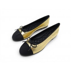NEUF CHAUSSURES CHANEL BALLERINES LOGO CC NOEUD G36490 39 CUIR FLAT SHOES 960€