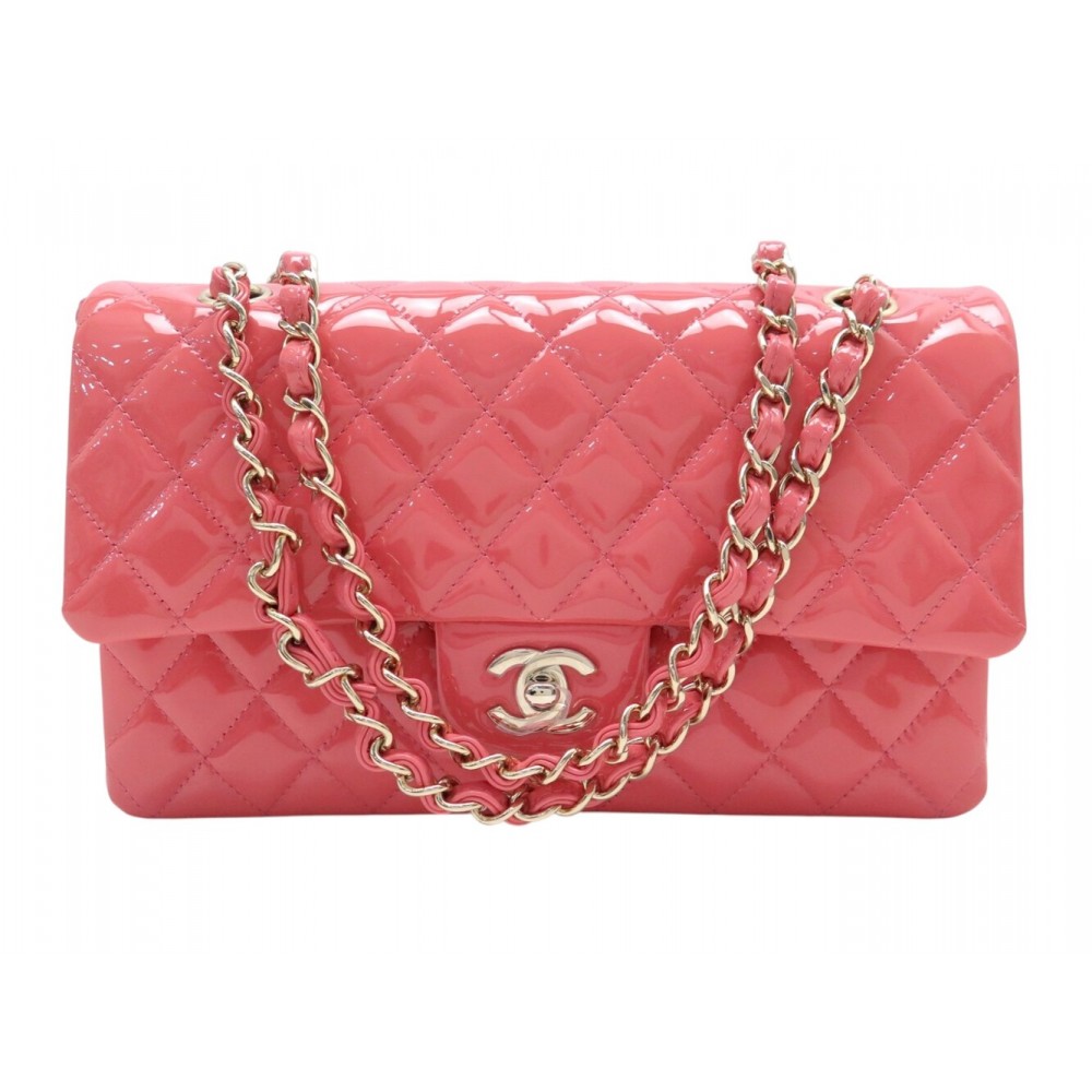 NEUF SAC A MAIN CHANEL TIMELESS CLASSIQUE MEDIUM 11.12 EN CUIR VERNI ROSE 10300€